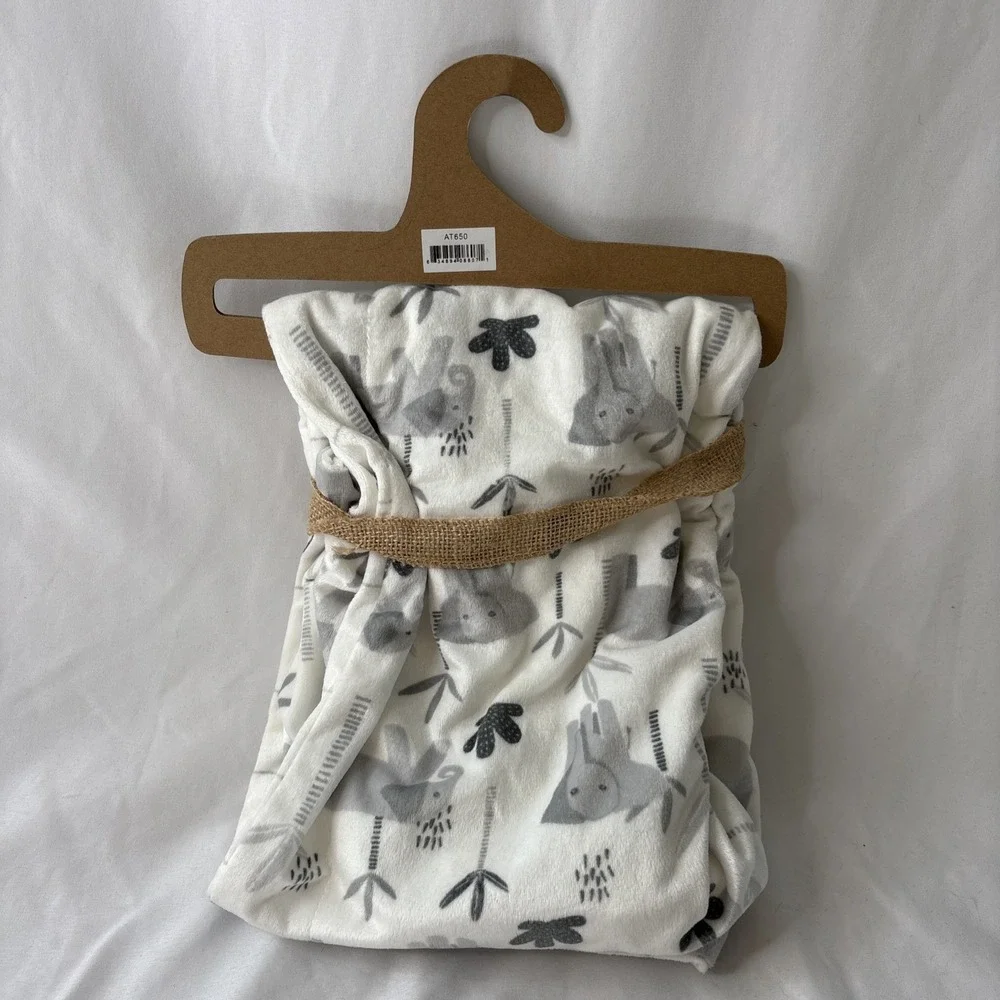 Lila & Jack Elephant Baby Blanket Plush White Gray Jungle Safari NWT